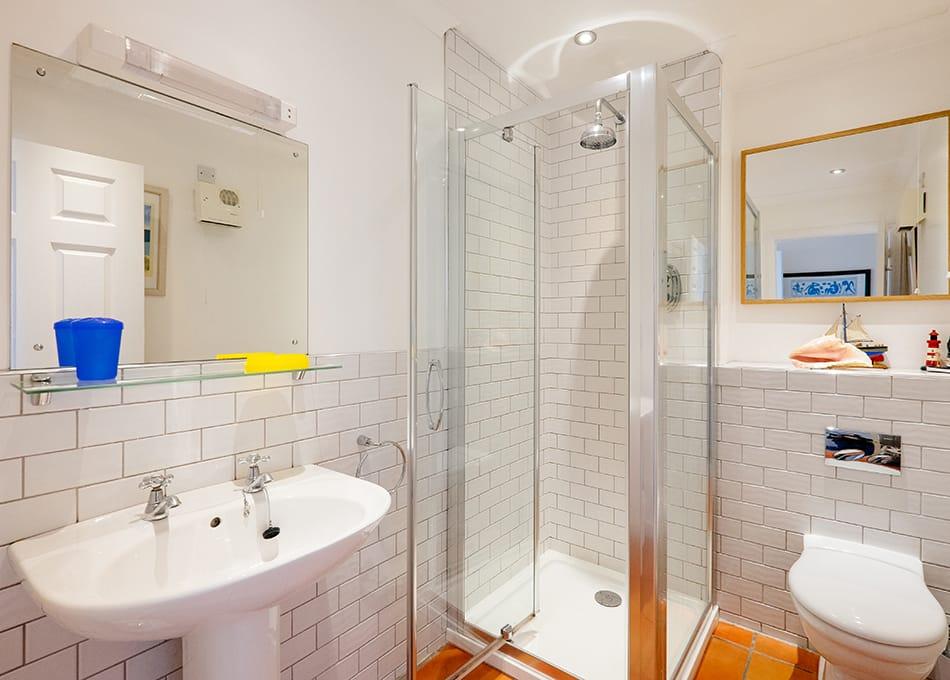The shower room at Samson, a Highcliffe Holidays cottage in Polzeath, Cornwall.