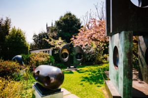 Sculptures outdoors at the Barbara Hepworth Museum.