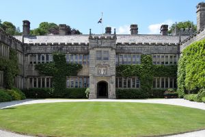 The Lanhydrock drive and manor house.